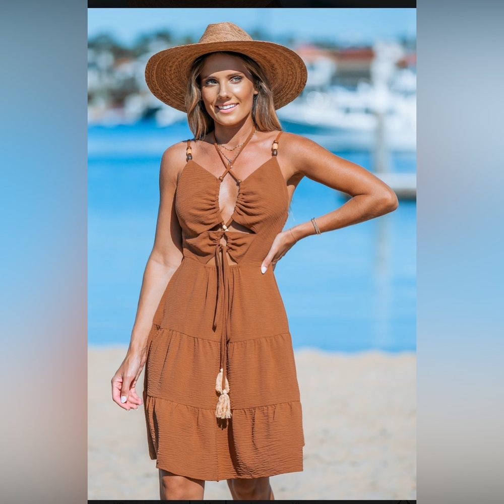Sienna Cross Over Halter Cut-Out Mini Dress